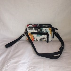 Floral print wristlet crossbody shoulder handbag